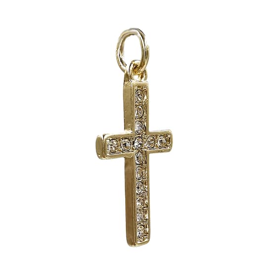 14K Gold Plated Cross charm pendant spacer bracelet necklace loose bead 6233
